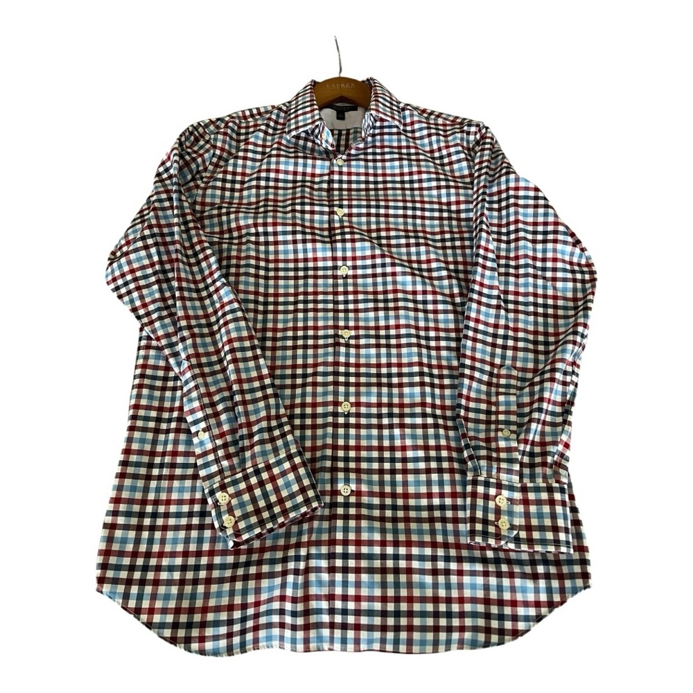 Banana Republic Men’s‎ Non-Iron Slim Fit Check Shirt Large Red Blue White